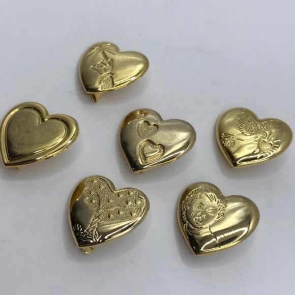 The Variety Club (6) Vintage Gold-Tone Heart Brooches - Picture 3 of 6